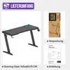 A collage of images showing a gaming desk, its packaging, and the user manual. Voir les images du produit