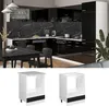 A modern black and white kitchen with a dining table, and two separate kitchen cabinets shown below. Produktbild-Vorschau