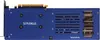 The back of a blue graphics card with silver heatsinks. Produktbild-Vorschau