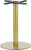 A standalone table base with a circular gold base and a gold cylindrical column topped with a black cross-shaped support. Produktbild-Vorschau