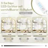 A marketing image showcasing a vanity mirror with LED lights, demonstrating different color temperatures and brightness levels. Voir les images du produit
