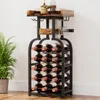 A wine rack filled with wine bottles and glasses, placed next to a potted plant. Anteprima dell’immagine prodotto