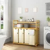 A laundry room with a wooden laundry sorter, washing machine, and window. Anteprima dell’immagine prodotto