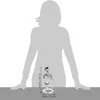 A silhouette of a person is shown with a small metal figurine of a trumpet player placed in front of it, with measurement indicators. Náhled obrázku produktu