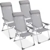Casaa Gartenstuhl Aluminium - 4 Stück Verstellbar - Grau Produktbild-Vorschau 1