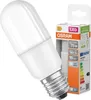 A white LED light bulb with a silver base is shown diagonally in front of its packaging. Anteprima dell’immagine prodotto