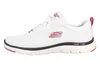 A side view of a white Skechers sneaker with red and blue accents. Produktbild-Vorschau