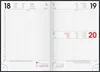 An open planner showing two pages with a daily schedule layout. Produktbild-Vorschau