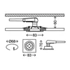 Technical drawing with dimensions of a light fixture. Produktbild-Vorschau