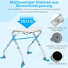 A shower stool with text and diagrams highlighting its features. Produktbild-Vorschau