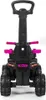 A rear view of a black and pink ride-on toy with a push handle. Produktbild-Vorschau