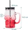 Relaxdays Trinkgläser mit Deckel & Strohhalm, 4er Set, 500 Produktbild-Vorschau 4