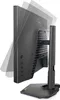 The back side of a Dell gaming monitor is shown, tilted to demonstrate its adjustable stand. Produktbild-Vorschau