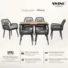 A dining set with a table and chairs, with feature callouts below. Anteprima dell’immagine prodotto