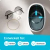 A collage showcasing a cleaning device for jewelry and glasses, along with examples of items that can be cleaned. Produktbild-Vorschau