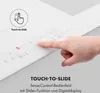 A hand is shown interacting with the touch controls of a white induction hob. Produktbild-Vorschau