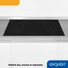 A black induction cooktop is shown installed in a kitchen countertop, with white cabinets below. Produktbild-Vorschau