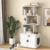 COSTWAY Kattenkast met boekenkast, kattenbakmeubel voor Productafbeelding-voorbeeld 2