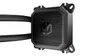 A close-up shot of a black computer CPU cooler pump unit with two black tubes extending to the left, set against a white background. Podgląd zdjęcia produktu