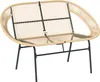 A product shot of a two-seater garden bench made of rattan and metal. Anteprima dell’immagine prodotto