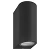 A product shot of a black, cylindrical outdoor wall light mounted on a white background. Náhled obrázku produktu