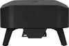 A black gas pizza oven is shown from a side view, resting on its legs. Produktbild-Vorschau