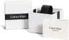 A Calvin Klein watch box with the lid open, showing the watch strap inside, and a separate card with the Calvin Klein Watches logo. Produktbild-Vorschau