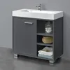 A dark gray bathroom vanity with a white sink and a chrome faucet, set against a plain gray wall. Anteprima dell’immagine prodotto
