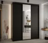 A modern hallway with a large black sliding door wardrobe with mirrored panels. Produktbild-Vorschau