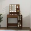 vidaXL Toaletní stolek s optikou LED hnědý dub 86,5x35x136 Náhled obrázku produktu 2