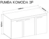A line drawing of a white three-door kommode (cabinet) with dimensions indicated. Produktbild-Vorschau