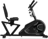 A black recumbent exercise bike is shown against a white background. Produktbild-Vorschau