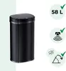 A black sensor trash can with icons indicating its features. Náhled obrázku produktu