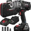 A cordless impact wrench set with accessories, including batteries, a charger, and a carrying case, displayed against a white background. Produktbild-Vorschau