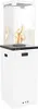 A white gas patio heater with a glass enclosure and visible flames. Produktbild-Vorschau