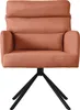 A studio shot of an orange armchair with a black base. Produktbild-Vorschau