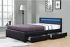 Łóżko LED z 4 szufladami "Nico" - 140 x 190 cm - Czarny Podgląd zdjęcia produktu 3