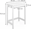 Stůl  Vicco Surrey Bílá 60 x 40 cm se zásuvkou, Model 42089 Náhled obrázku produktu 3