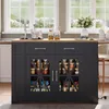 Merax Mobile Kücheninsel 120 cm mit Glastüren und offene Produktbild-Vorschau 6