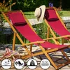 CASARIA® Chaise longue pliante en bois bordeaux Chaise de Voir les images du produit 2