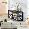 A shoe rack with shoes and decorative items in a hallway setting, with feature descriptions at the bottom. Náhled obrázku produktu
