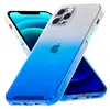A clear, professional shot of an iPhone 12 Pro Max with a blue gradient protective case, presented on a white background. Produktbild-Vorschau