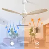 A ceiling fan demonstrating its summer and winter modes in a living room setting. Náhled obrázku produktu