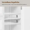 Close-up view of the interior of a white cabinet, showing adjustable shelves. Produktbild-Vorschau