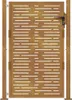 A front view of a corten steel garden gate with a square design and a black handle. Produktbild-Vorschau