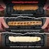 A collage of three images showing a sausage slicer being used to cut sausages and bananas. Produktbild-Vorschau