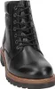 A black leather lace-up boot with a thick sole and a brown welt. Produktbild-Vorschau