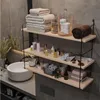 Wandregal Holz Metall 3-Etagen Küchenregal Bücherregal Produktbild-Vorschau 5