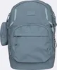 A front view of a blue backpack with a small attached pouch on the left side. Anteprima dell’immagine prodotto
