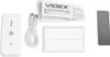A flat lay of a white LED night light with accessories on a white background. Produktbild-Vorschau